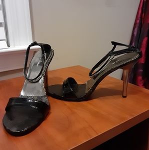 Black Blinged  Ankle Heels